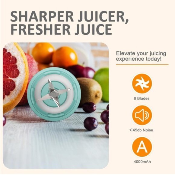 Portable Blender Personal Blender for Shakes and Smoothies Blue USB Charging - Picture 3 of 10